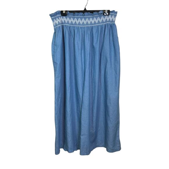 L’atiste By Amy Size XL Mia Chambray Wide Leg Smocked Waist Pants - Picture 2 of 9
